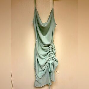Pretty Little Thing Sage Green Runched Mesh Dress Homecoming